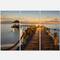 Designart - Brown Wooden Pier in Evening - Seashore Photo Canvas Print